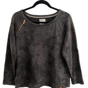 Ampersand Avenue Black Tie Dye Crewneck Sweatshirt w/ Rose Gold Zipper Size 1X